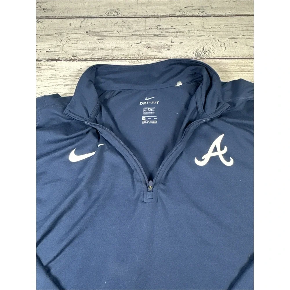 Nike Dri-FIT Atlanta Braves MLB Blue 1/4-Zip Pullover, Size 2XL